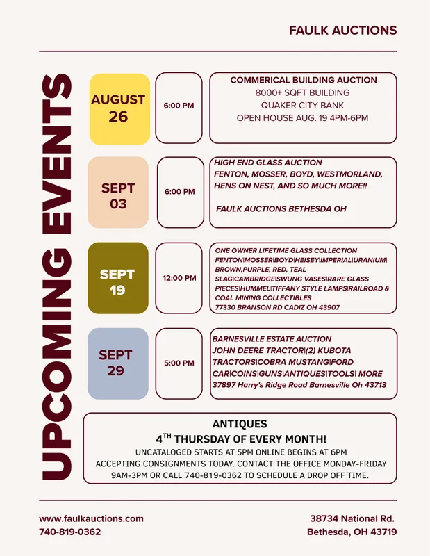 UPCOMING AUCTIONS from auction in BETHESDA, Ohio
