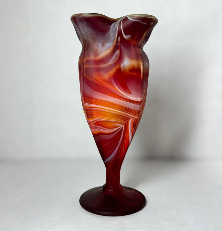 IMPERIAL GLASS RED SLAG VASE, MID-20TH CENTURY from auction in BETHESDA, Ohio
