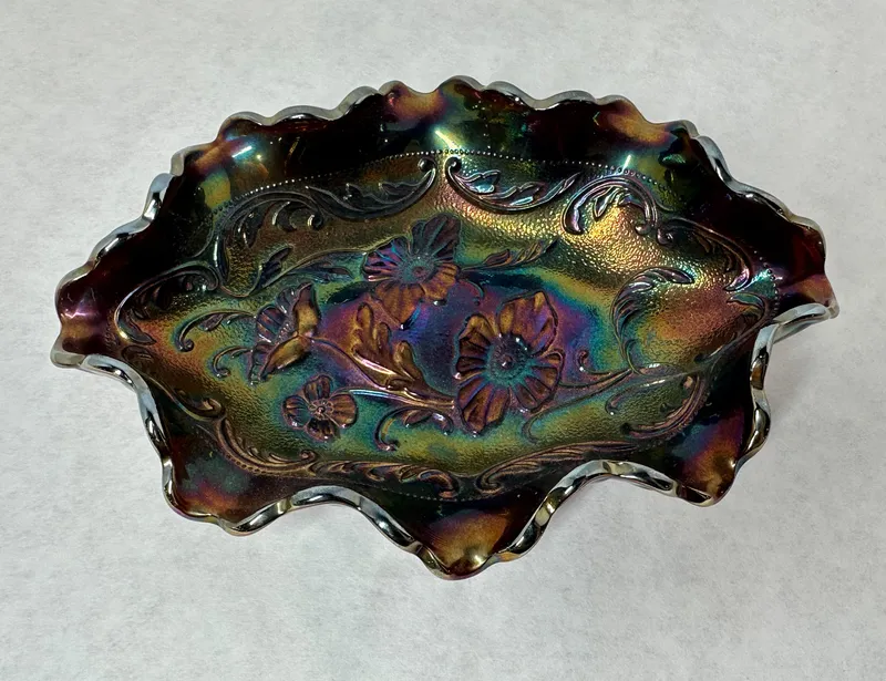 FENTON AMETHYST CARNIVAL GLASS BOWL, 1970S from auction in BETHESDA, Ohio