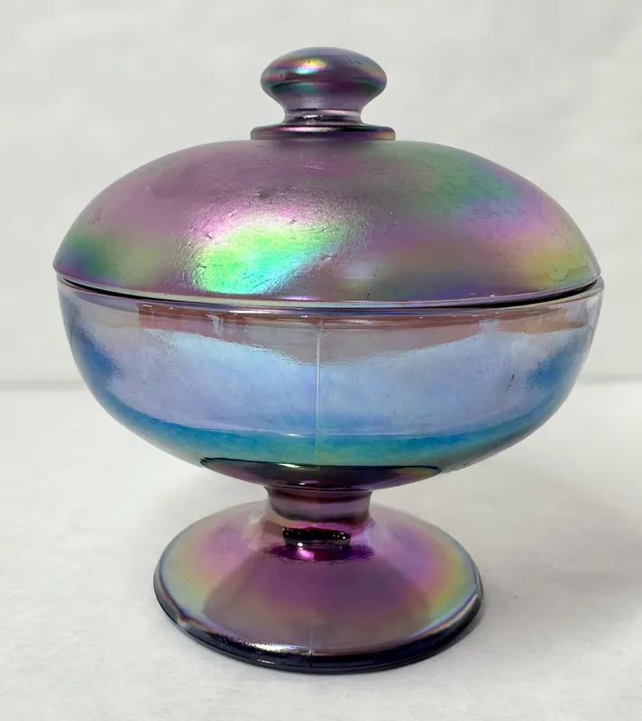 FENTON AMETHYST CARNIVAL GLASS COMPOTE, 1970S from auction in BETHESDA, Ohio