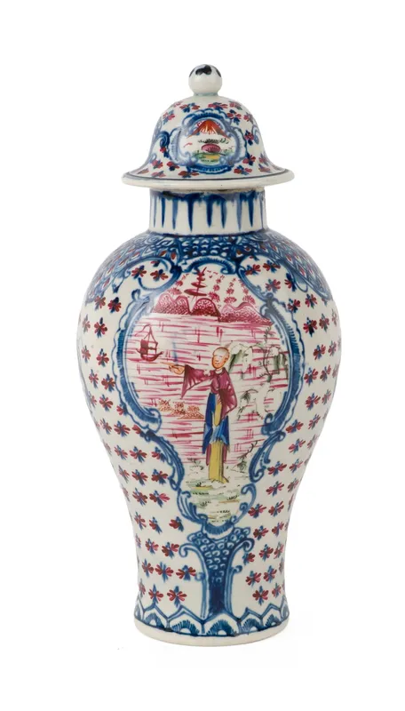 English Pearlware Baluster Vase / Garniture with Chinoiserie Motifs from auction in Bloomfield, New Jersey