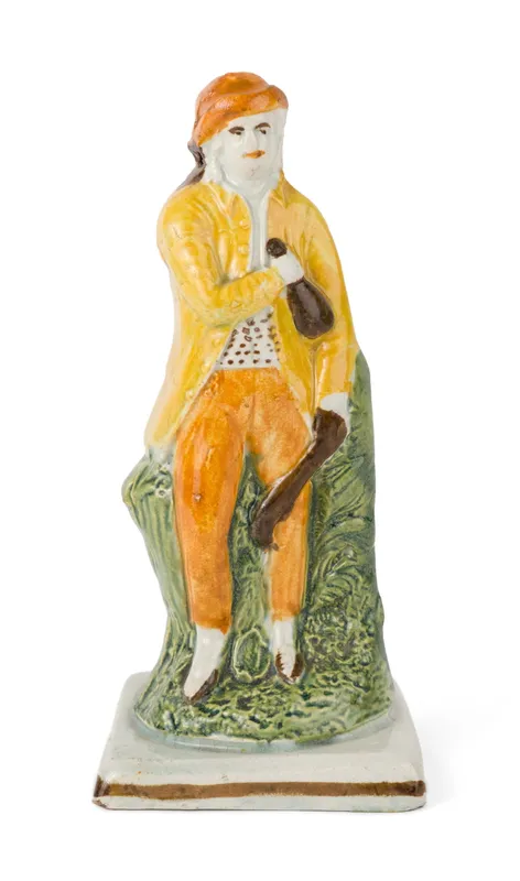 English Prattware / Pearlware Shepherd Figure from auction in Bloomfield, New Jersey
