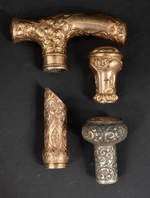 Four Vintage Cane Handles from auction in Bloomfield, New Jersey