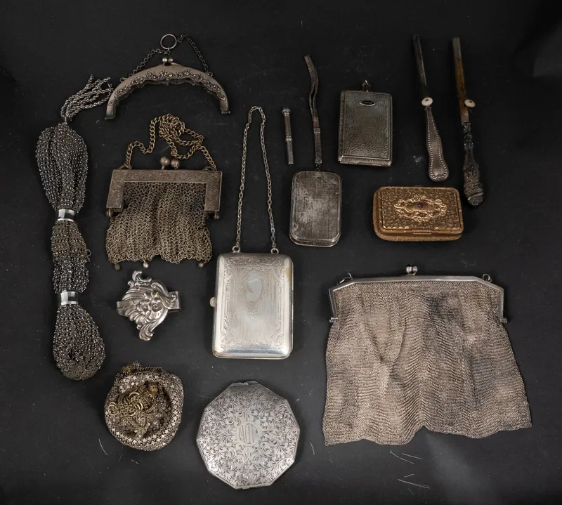 Collection of Compacts and Purses from auction in Bloomfield, New Jersey