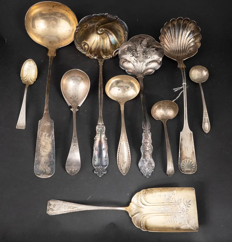 Ladles in Sterling Silver and Coin Silver from auction in Bloomfield, New Jersey