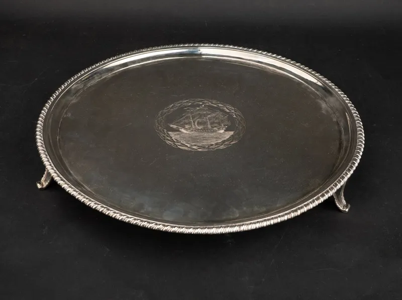 Bateman Family English Silver Footed Tray from auction in Bloomfield, New Jersey