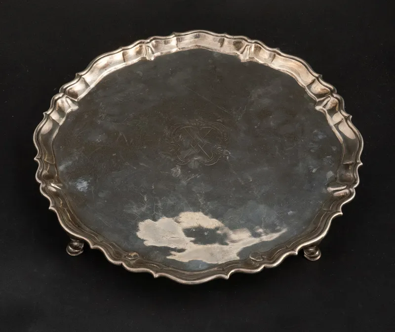English Silver Footed Salver from auction in Bloomfield, New Jersey
