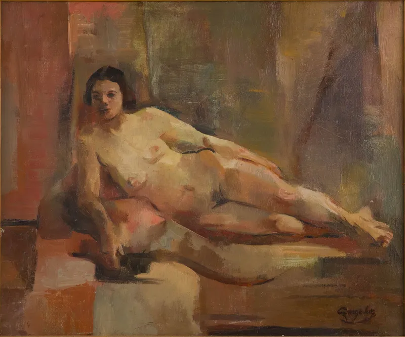 George Benjamin Luks, 1867-1933, Reclining Nude, Oil on Canvas from auction in Bloomfield, New Jersey