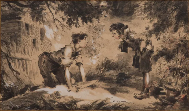 Everett Shinn, 1876-1953, Puck, Ink, Crayon, Gouache and Wash from auction in Bloomfield, New Jersey