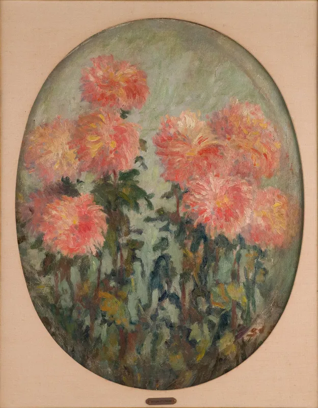 Georges D'Espagnet, 1870-1950, Nature morte au bouquet de chrysanth?me, Oil on Canvas from auction in Bloomfield, New Jersey