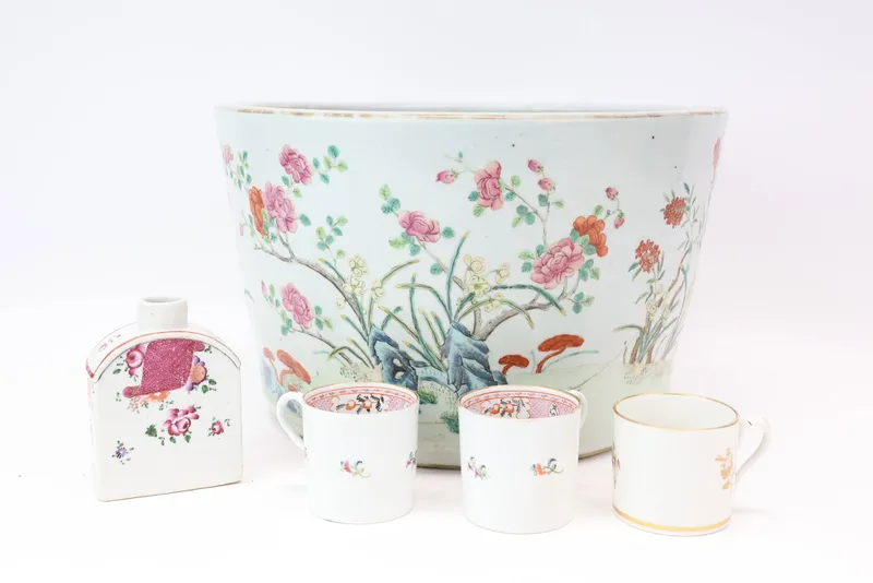 Famille Rose Jardiniere from auction in Bloomfield, New Jersey