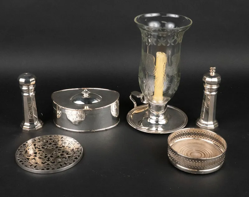 Webster Sterling Overlay Glass Trivet from auction in Bloomfield, New Jersey