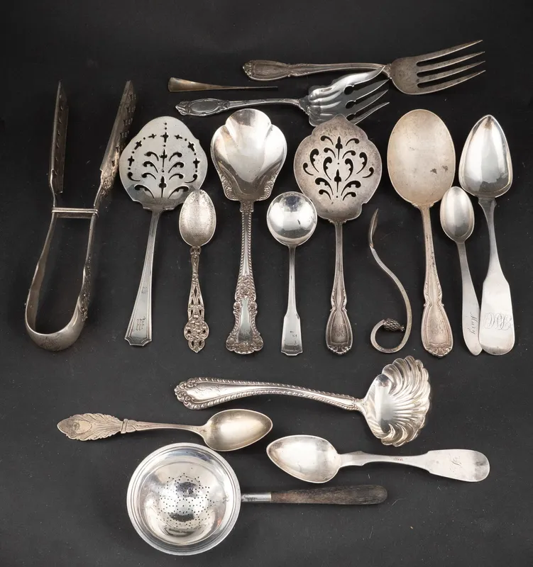 Assorted Sterling Silver and Coin Silver Flatware from auction in Bloomfield, New Jersey
