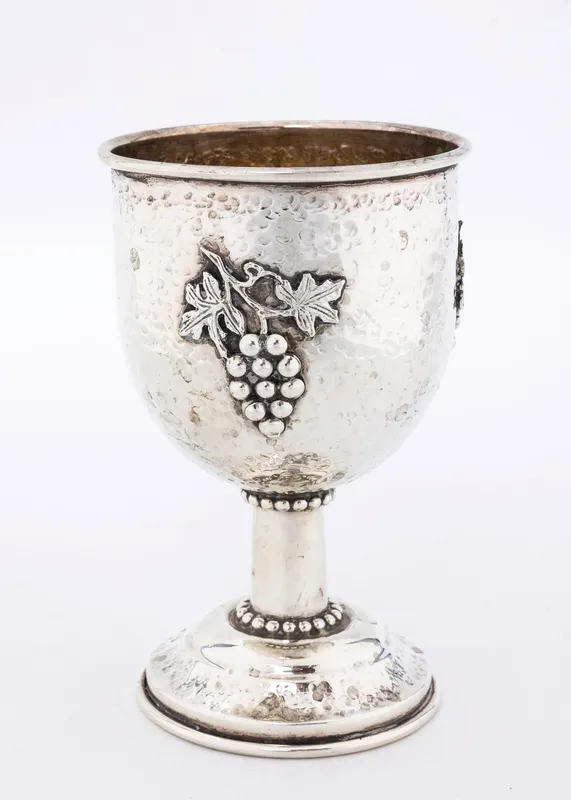 A LARGE STERLING SILVER KIDDUSH GOBLET. Probably Israel, modern. from auction in woodmere, New York