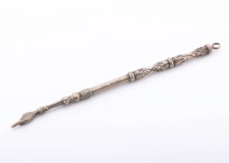 A STERLING SILVER TORAH POINTER. Probably Israel, c. 1960 from auction in woodmere, New York