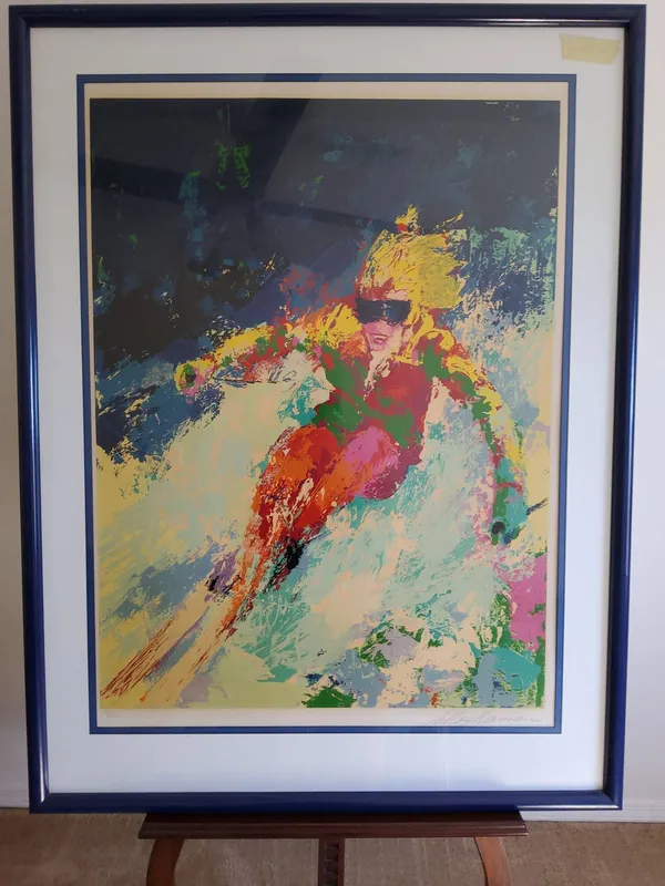 Leroy Neiman Signed Lady Skiing Print 153 of 300 from auction in Covington, Louisiana