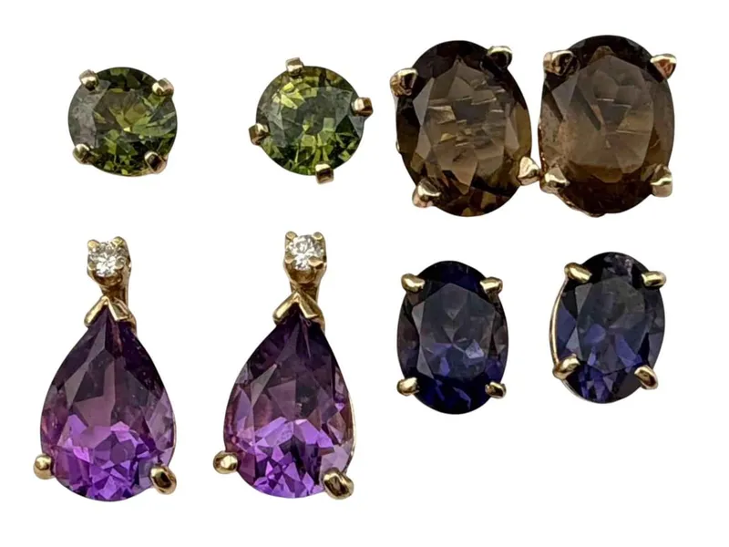 14K Gem Set Earrings from auction in Scotts Valley, California