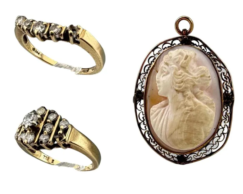 10k Gold Diamond & Cameo Lot from auction in Scotts Valley, California