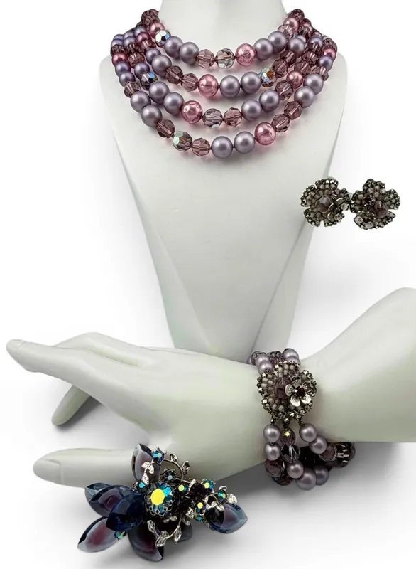 Group of Robert DeMario Purple Glass & Rhinestone Costume Jewelry from auction in Scotts Valley, California