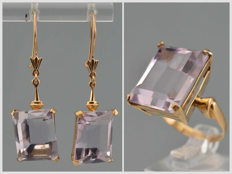 12K Amethyst Ring And Earrings Set from auction in Scotts Valley, California