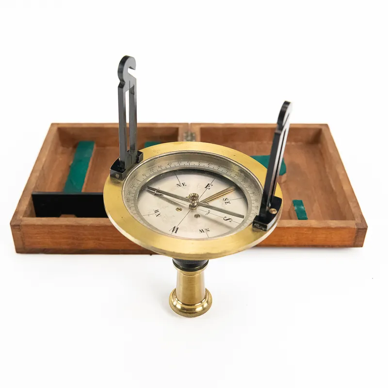 Vintage French Brass Surveyor Compass Set from auction in Union, Illinois