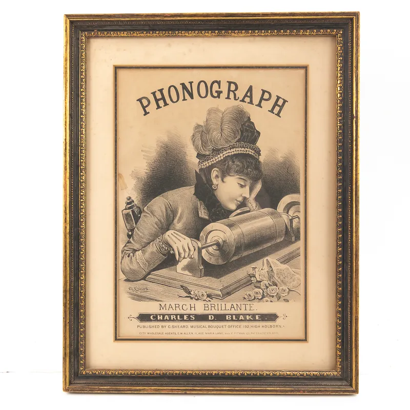 PHONOGRAPH Original 1878  Sheet Music from auction in Union, Illinois