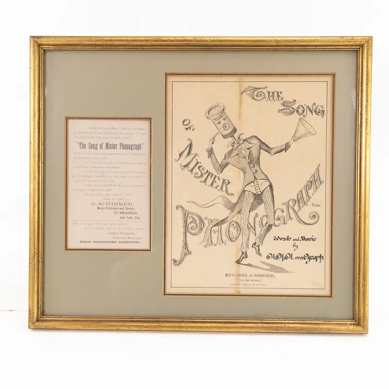 The Song of Mr. Phonograph 1878 Sheet Music from auction in Union, Illinois