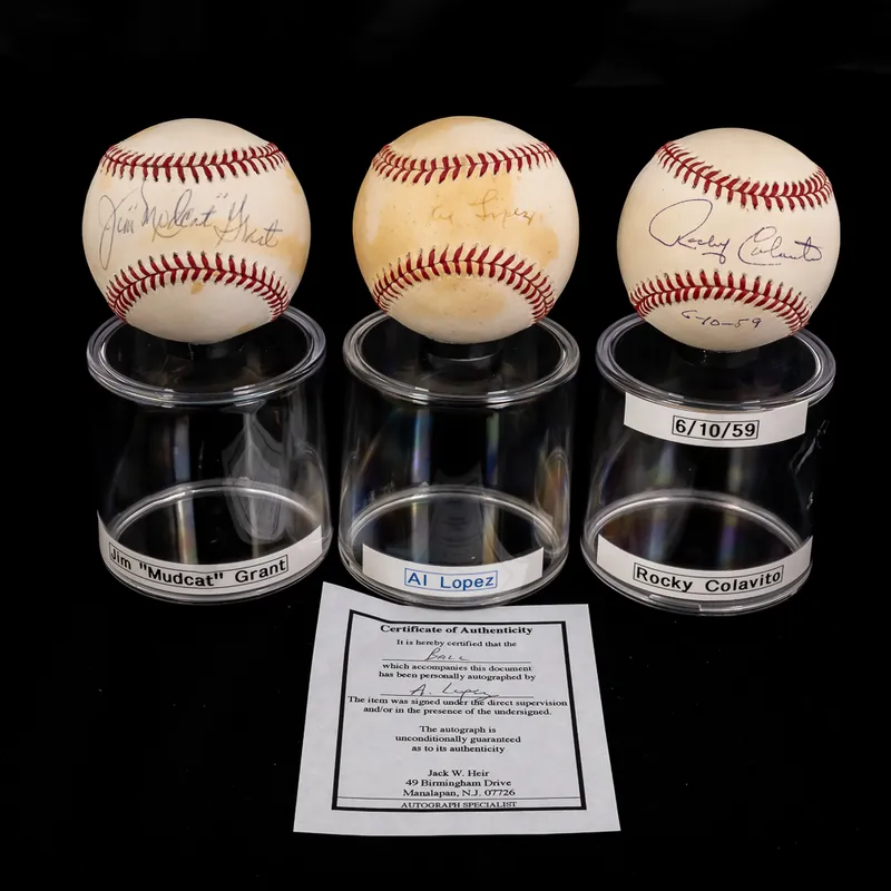 A Lopez R Colavito & Mudcat Grant Signed Baseballs from auction in Union, Illinois