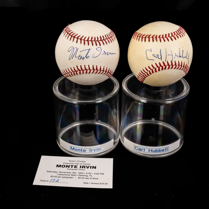 Carl Hubbell & Monte Irving Autographed Baseballs from auction in Union, Illinois