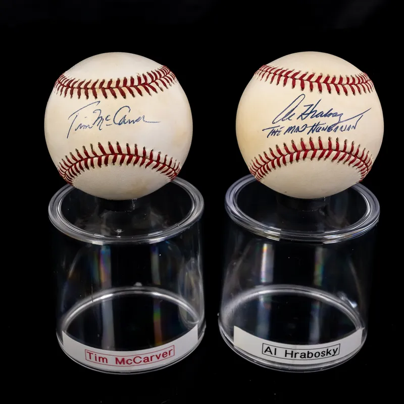 Al Hrabosky & Tim McCarver Autographed Baseballs from auction in Union, Illinois
