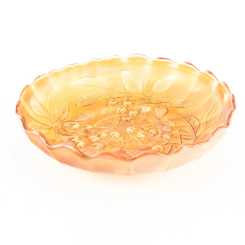 Carnival Glass: Millersburg Hanging Cherries Bowl from auction in Union, Illinois