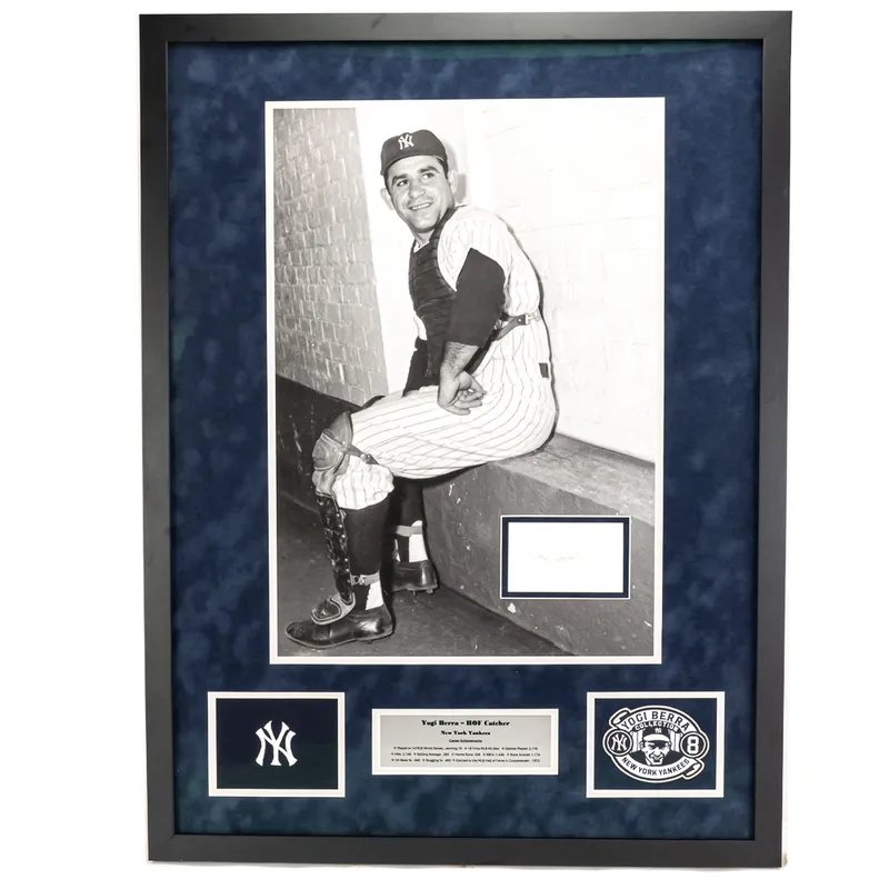 Framed Yogi Berra Autographed Photo & Collage from auction in Union, Illinois