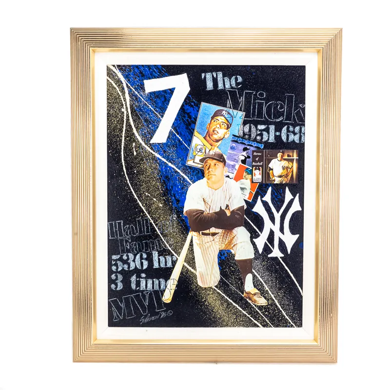 Framed Mickey Mantle Collage by Tom Salomon from auction in Union, Illinois