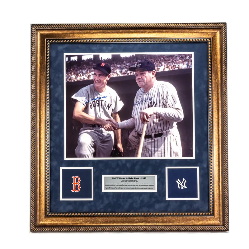 1943 Framed & Auto Babe Ruth & Ted Williams Photo from auction in Union, Illinois
