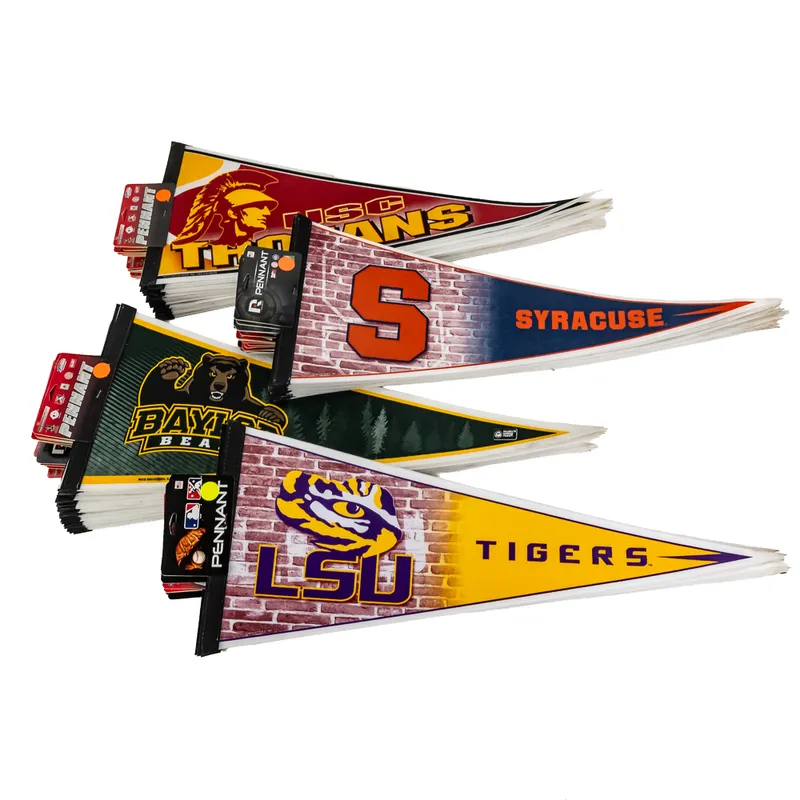 (100) NWT NCAA Licensed Collegiate Pennants from auction in Union, Illinois