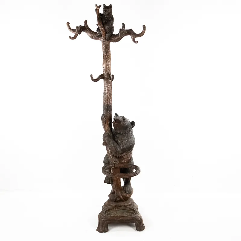 Black Forest Carved Wood Hall Tree from auction in Union, Illinois