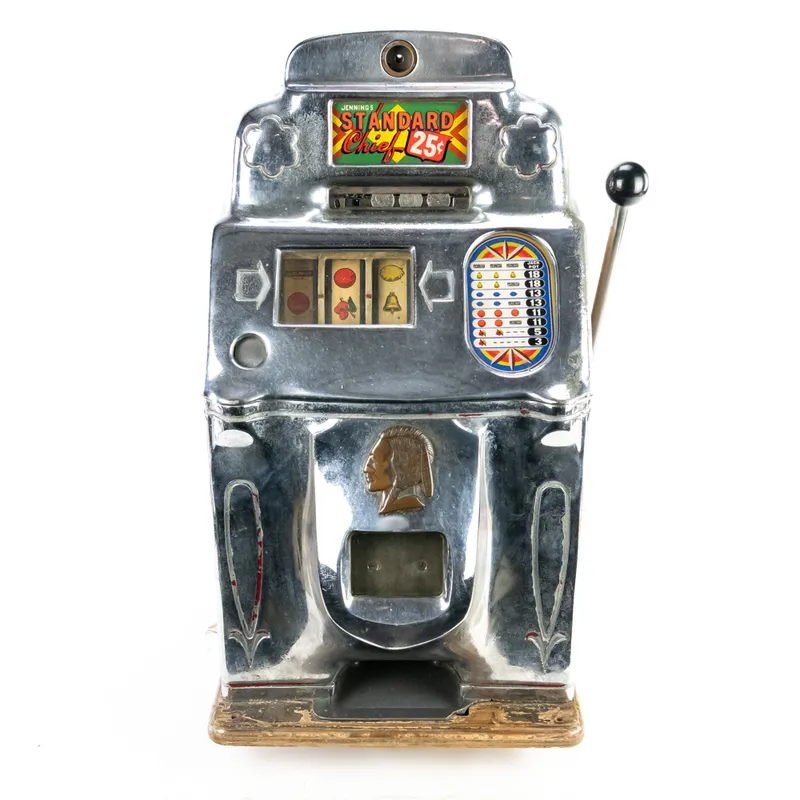 Vintage Jennings Standard Chief 25C Slot Machine from auction in Union, Illinois