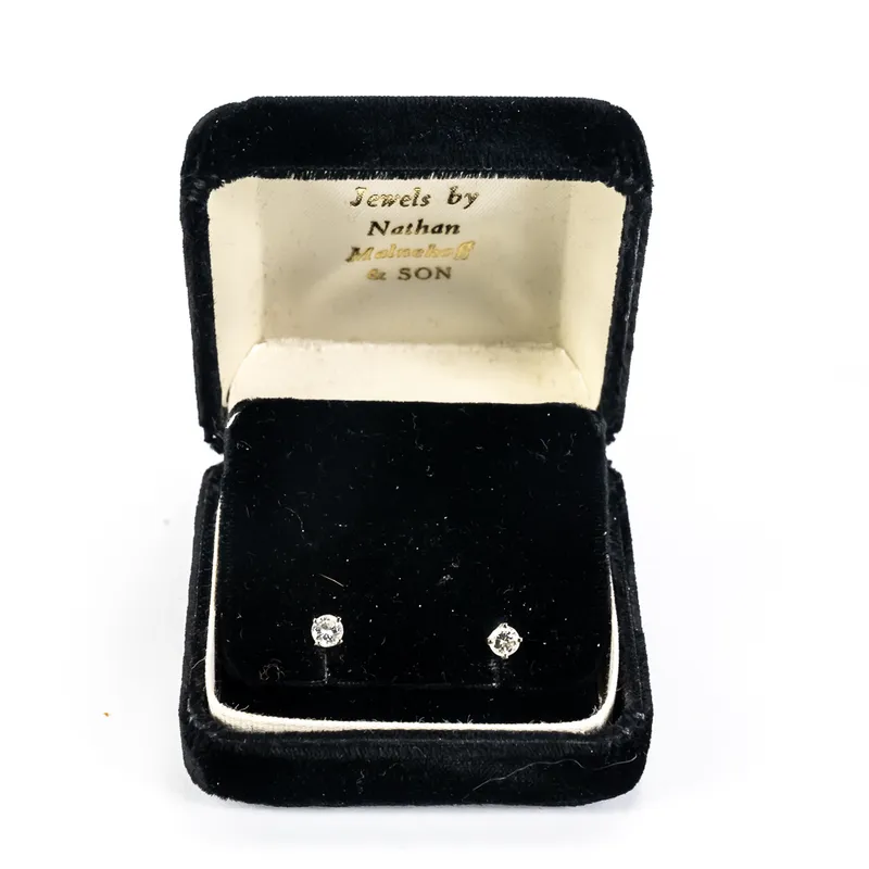 Ladies 14k WG .60-.75 Diamond Stud Earring Pair ++ from auction in Union, Illinois