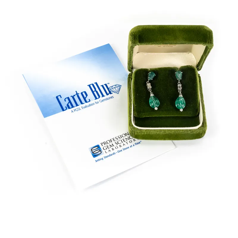 14K Gold Natural Emerald Earrings Pair from auction in Union, Illinois