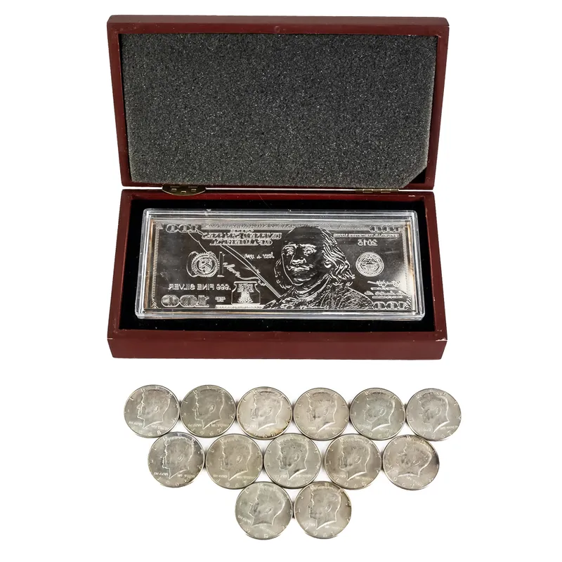 2015 1 OZ .999 Silver $100 Bill & 40% Half Dollars from auction in Union, Illinois
