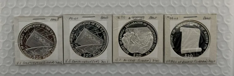 00, 01 & 06 Republic of Liberia Silver Proof Coins from auction in Union, Illinois