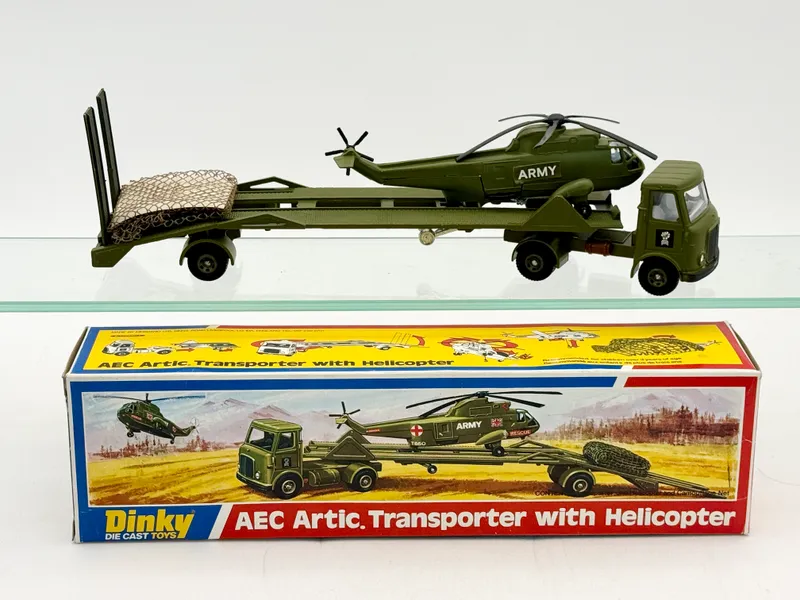 Dinky Toys 618 AEC Artic. Transporter with Helicopter and Box from auction in Shelton, Connecticut