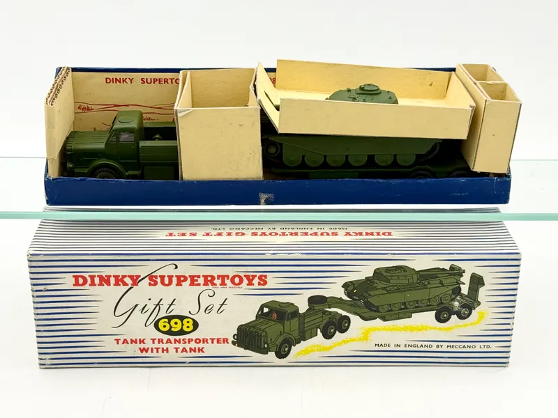 Dinky Supertoys Gift Set No. 698 Tank Transporter with Tank from auction in Shelton, Connecticut