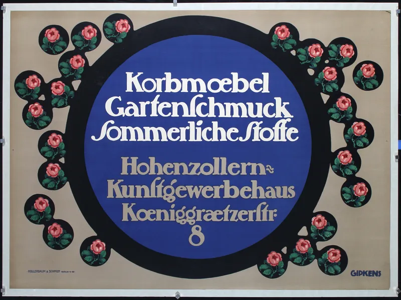 Korbmoebel - Gartenschmuck by Julius Gipkens, 1910 from auction in Clayton, California