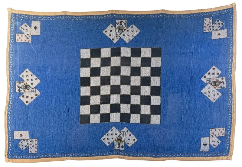 Antique Native American Beaded Gambling Mat from auction in Saint Paul, Minnesota