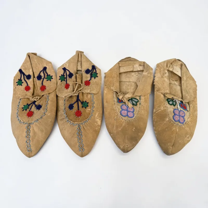 (2) Pairs of Native American Beaded Hide Moccasins (B) from auction in Saint Paul, Minnesota