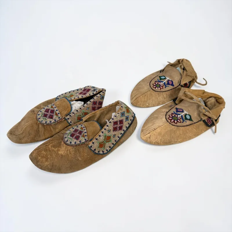 (2) Pairs of Native American Beaded Hide Moccasins (C) from auction in Saint Paul, Minnesota