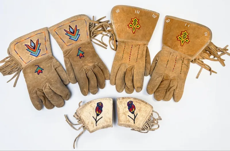 (2) Pairs of Native American Beaded Hide Gloves from auction in Saint Paul, Minnesota