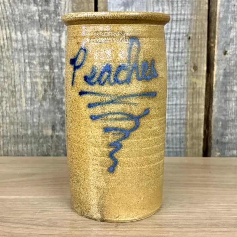 Bill Stebner Hartville Ohio Salt-Glazed Stoneware Peaches Jar from auction in Shelbyville, Kentucky
