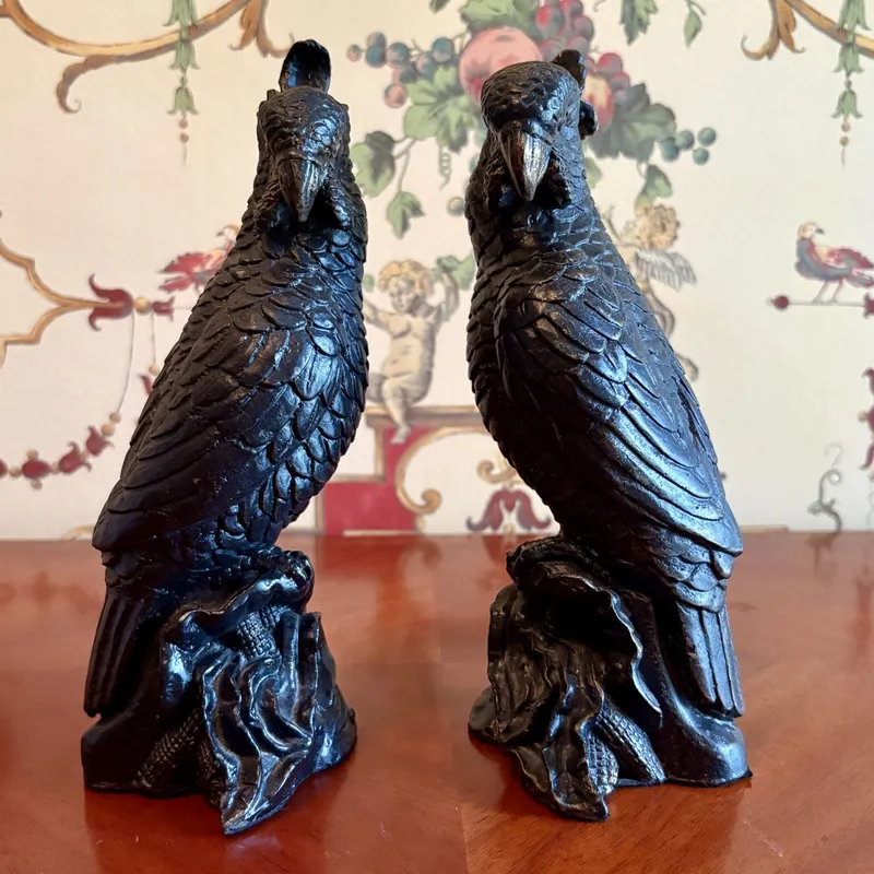 A Pair of Cast Iron - Bronzed Cockatoo Figural Bookends from auction in Shelbyville, Kentucky